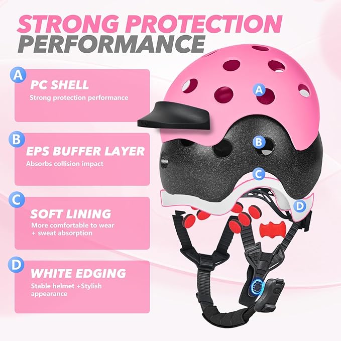 Kids Bike Helmet for 5-8-14 Kids Skateboard Helmet Boys Girls Child Youth Adjustable Lightweight Ventilation and Multi-Sports Scooter Cycling Roller Balance Bike
