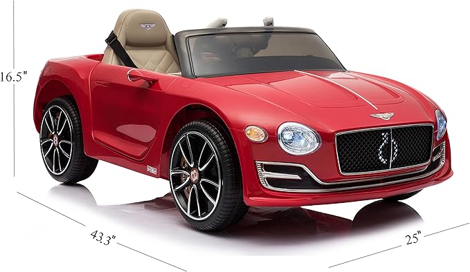 Licensed Bentley EXP12 Kids Ride on Toy Car, 12V Battery Powered Children Electric 4 Wheels w/ Parent Remote Control, Foot Pedal, 2 Speeds, Music, Aux, LED Headlights (RED)