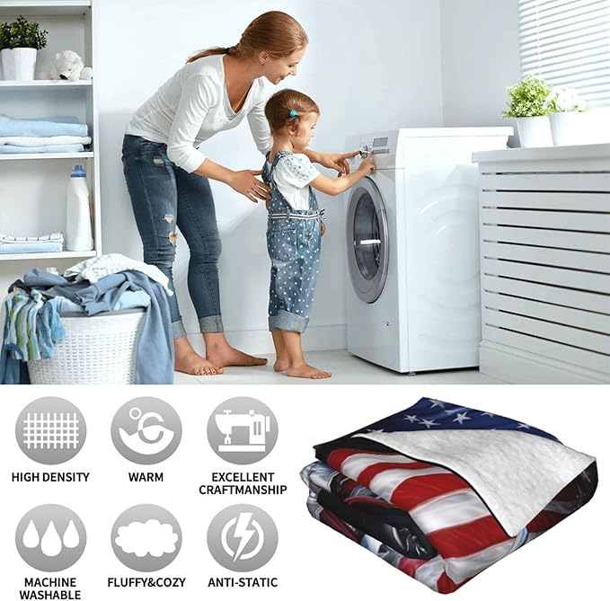 Truck Blanket Gifts for Men, American Flag Truck Throw Blanket for Boys, Soft Cozy Stuff Fleece Blankets Gifts for Train Lovers Couch Sofa Bed 60" x 50"