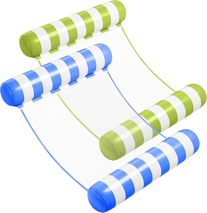 SLOOSH 2 Packs Hammock Pool Floats Adults, 4-in-1 Multi-Purpose Inflatable Pool Floats PVC Water Hammock Lounge Floaties