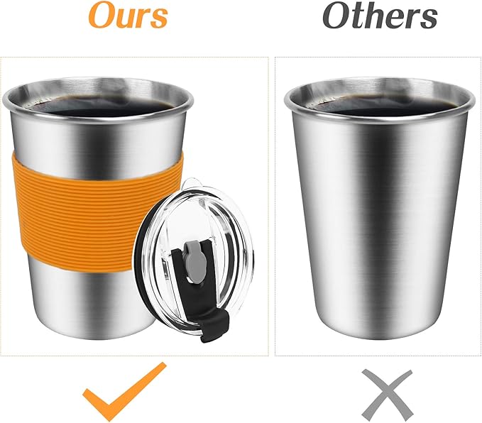 ShineMe Kids Cups with Straws and Lids, 12oz Kids Metal Drinking Glasses with Spill Proof Lids & Silicone Straws, Stainless Steel Reusable Water Tumblers for Children and Adults (5pack)