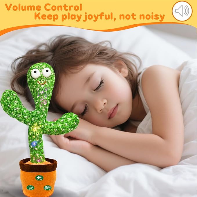 (Updated Volume Adjustment) Dancing Mimicking Talking Cactus Toy,Funny Gift for Toddler 1 2 3 Year Old Boy Girl,Singing Record Repeat What You Say Light Up Baby Infant Toys 6-12 12-18 Months