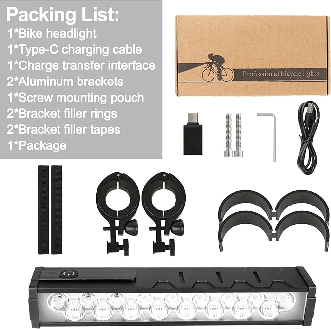 4800 Lumen Bike Lights, USB-C Rechargeable Bicycle Light, Super Bright Bike Lights for Night Riding, IP65 Waterproof Bicycle Headlight, for Commuters Adults and Children