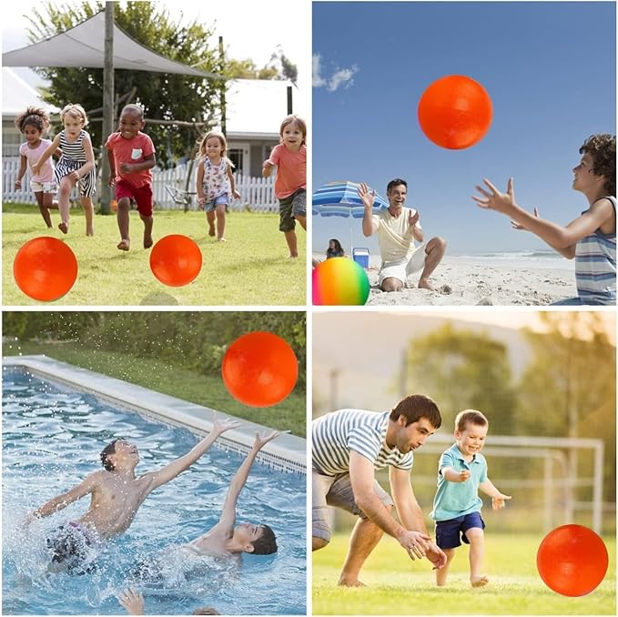4 Pack Playground Ball, 8.5 Inch Rainbow Kickball for Kids Adults Indoor & Outdoor Dodgeball Handball Four Square Ball Schoolyard Game with Hand Pump