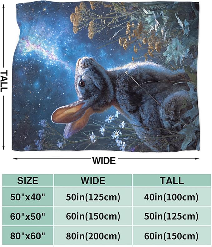 Rabbit Blanket Gifts for Girls Boys Galaxy Rabbit Throw Blankets Cozy Plush Fleece Flannel Fuzzy for Women Men Decor 60"X50"