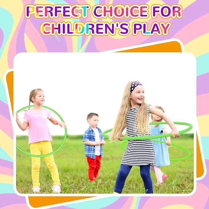 Shappy 6 Pcs Exercise Hoop Detachable Adjustable Plastic Toy Playground Toys Colored Hoop Circles for Teens Games Gymnastics Dog Agility Equipment Party Decor