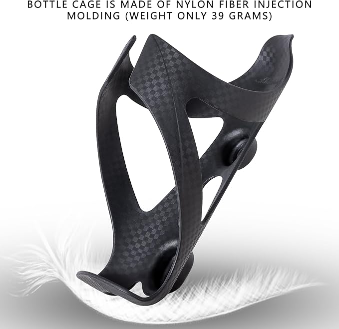 Carbon Fiber Bike Water Bottle Cage Holder for Road Bikes Mountain Gravel e Bike for Diameter 70-74 mm Water Bottles, Black Matte
