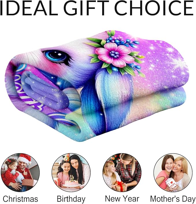 Personalized Bunny Blanket Gifts - Flannel Plush Throws Gifts for Bunny Lovers - Pink Stuff Throw Blanket for Sofa, Couch