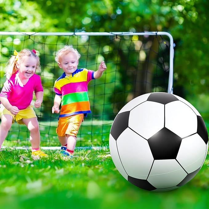 Lewtemi 4 Pcs Inflatable Beach Soccer Ball for Kids 27" Giant Inflatable Football Large Sport Balls for Kids Outdoor Activity Game Pool Toys Decoration Party Favor