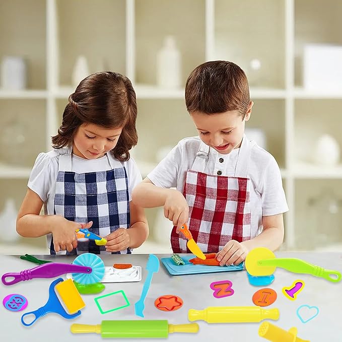 Playdough Tool Set, 56 Pcs Play Dough Tools Sets for Kids Ages 4-8, Playdough Accessories Includes Alphabet Numbers Shapes, Cutters Roller, Rolling Pins, Safety Scissors, Plastic Knife