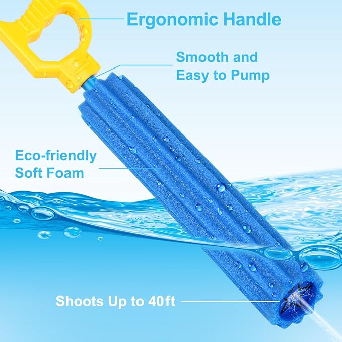 Water Gun Toy - 6 Pack Water Soaker Blaster Foam Squirt Toys Summer Party Swimming Pool Beach Outdoor Water Activity Fighting Play Toys for Kids Adults