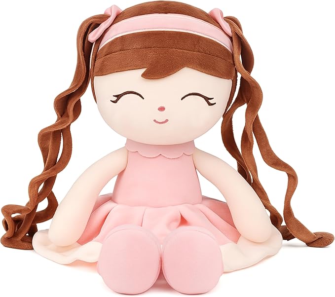 Soft Baby Doll Toys (16'') Baby Rag Doll for Girls Birthday Gift Christmas Plush Toys Gift for Toddler Kids (Pink)