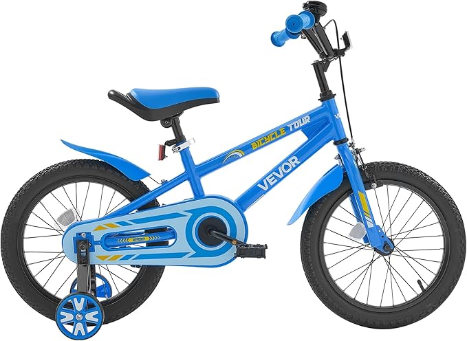 VEVOR Kids Bike, 14/16/18 Inches BMX Style Children Bicycle, Training Wheels Included, Sturdy and Easy to Assemble, Toddler Bike for Boys & Girls Learning to Ride, Blue