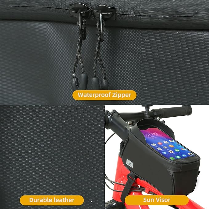 ROCK CLOUD Bike Frame Bag Phone Mount Waterproof Top Tube Handlebar Bag Bicycle Accessories Touch Screen Front Bike Pouch Fits Phones Under 6.5”