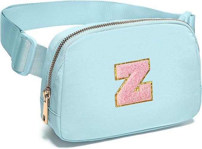 Gitus Gifts for 7 8 9 10 11 Year Old Girls Belt Bag Fanny Pack Crossbody Bags with Initial Letter Patch Birthday Gifts for Daughter Sister Friends Teen girls (Icing Blue-Z)