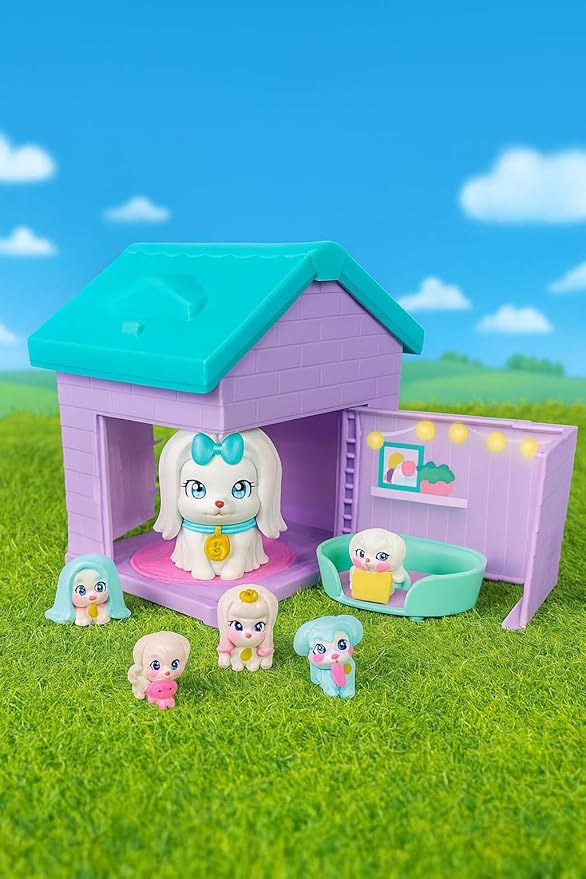 Little Live Pets Dog House Playset Bundle, Mama Surprise Families Beagle and Maltese Collection, Interactive Fold-Out Dog Playset Toy Gift for Kids 5+