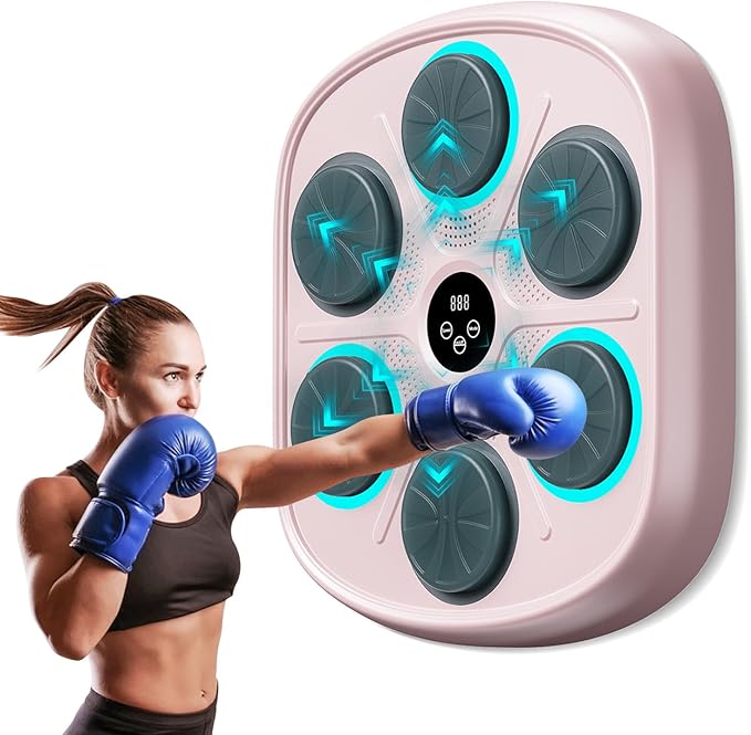 2025 New Model Smart Music Boxing Machine for Adults and Kids, Training Machine with LED Electronic Wall Mounted, Home Indoor Workout Equipment with Premium Boxing Gloves