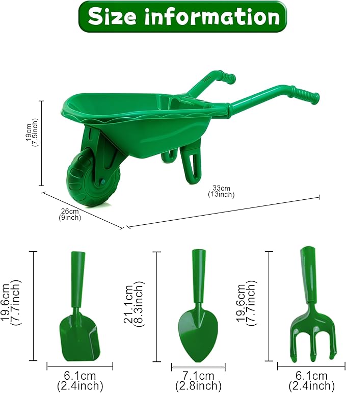 Duckura Kids Gardening Tools Set - 4pcs Garden Tool for Kids with Shovel, Rake, Hoe, Outdoor Summer Yard Lawn Digging Toys, Halloween Birthday Gifts for Boys Girls Age 2 3 4+ Years Old