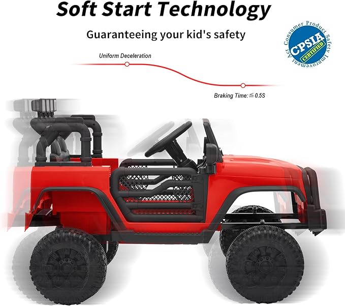 Kids Ride on Car Toy, 24V Electric Car for Kids with Remote Control, 2x200W Motors - Red