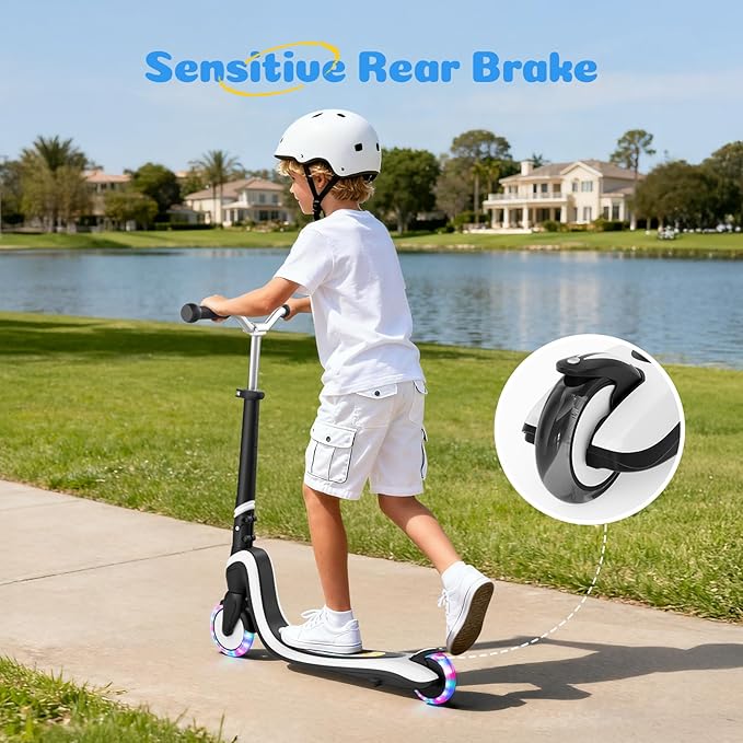 Scooter for Kids with Light-Up Wheels & Deck, Adjustable Heights 2 Wheel Kick Scooters for Kids 5-7, Toddler Scooters with 4 Lighting Mode Deck