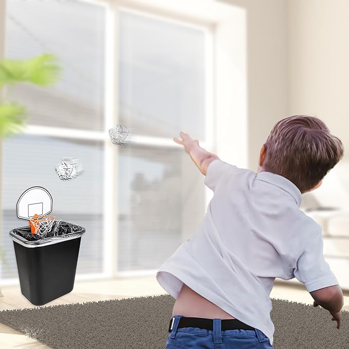 ArtCreativity Mini Basketball Hoop Trash Can Set, Includes Clip-On Hoop with Backboard, Inflatable Ball and Pump, Fun Indoor Basketball Hoop for Kids, Office Toys, Trashketball Classroom Games