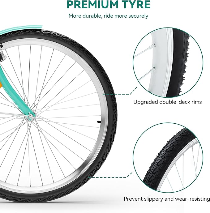 YITAHOME Beach Cruiser Bike for Women, 24 & 26 inch Commute Bike for Adults, 1 & 7 Speed Womens Bicycle with Basket Adjustable Seat, Multiple Color