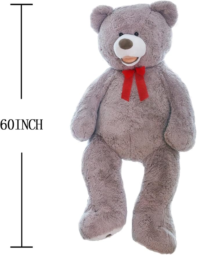 HollyHOME 5ft Giant Teddy Bear Stuffed Animal Huge Teddy Bear Plush with Big Footprints Valentines Gift 5 Feet Grey