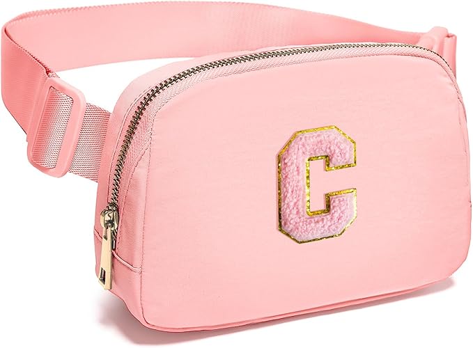 Gitus Customizable Gifts for Girls Age 6-8 8-10 Belt Bag Fanny Pack with Initial for Girls Birthday Gifts for Teenager Girls Teen Girl Gifts Trendy Stuff (Light Pink-C)