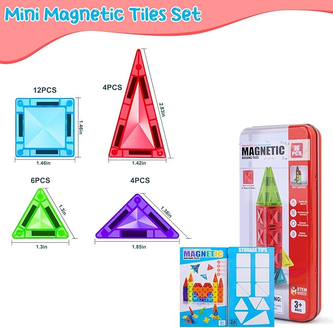 Magnetic Tiles Travel Toys for Toddlers, Magnetictiles Airplane Car Road Trip Travel Activities for Boy Girl Ages 3-5 , Preschool Educational STEM Learning Toys, Ideal Gifts Stocking Stuffer for Kids