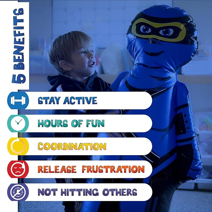 INFLATABLE DUDES Ninja Toy 40 Inches -Kids Punching Bag | Already Filled with Sand| Bop Bag | Inflatable Bopper | Boxing | Ninja Birthday Party | Punching Bag for Kids- (Little Dudes Nobi)