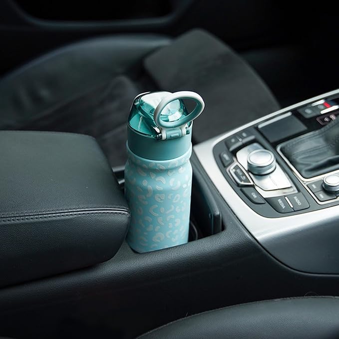 BJPKPK Water Bottle with Straw 18oz Insulated Water Bottles Reusable Stainless Steel Metal Thermal Flask with Leak Proof Lockable Lid and Carry Handle,Black