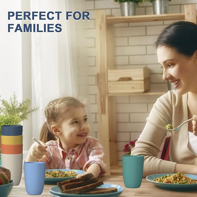 Wheat Straw Cups 6 PCS Good Alternative to Plastic Reusable Cups 20 oz Unbreakable Drinking Cup Reusable Dishwasher Safe Water Plastic Glasses Mixed Color