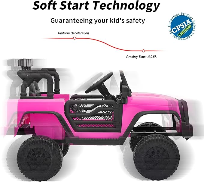 Kids Ride on Car Toy, 24V Electric Car for Kids with Remote Control, 2x200W Motors - Hot Pink