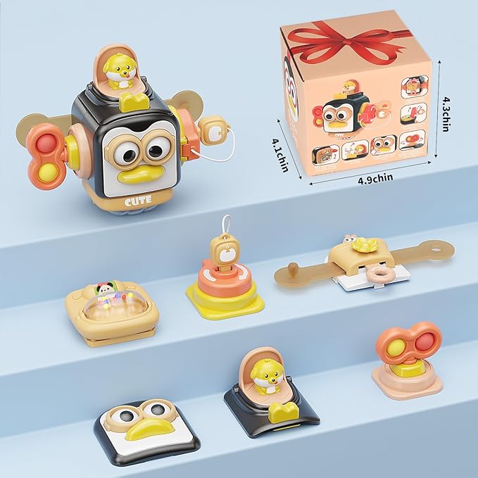 Montessori Toys for 1 Year Old,Sensory Toys for Toddlers 1-3,Baby Travel Activities Busy Board Cube,Fine Motor Skills Educational Toys,Birthday Gift for Kids Aged 6, 9, 10, 12, 18 Months