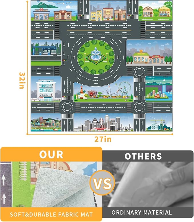 8 in 1 Construction Trucks Cars Toys for Toddlers 3-5, Boy Toddler Car Truck Toys with Playmat and Light Sound, Birthday Gifts for 3 4 5 6 Year Old Boy