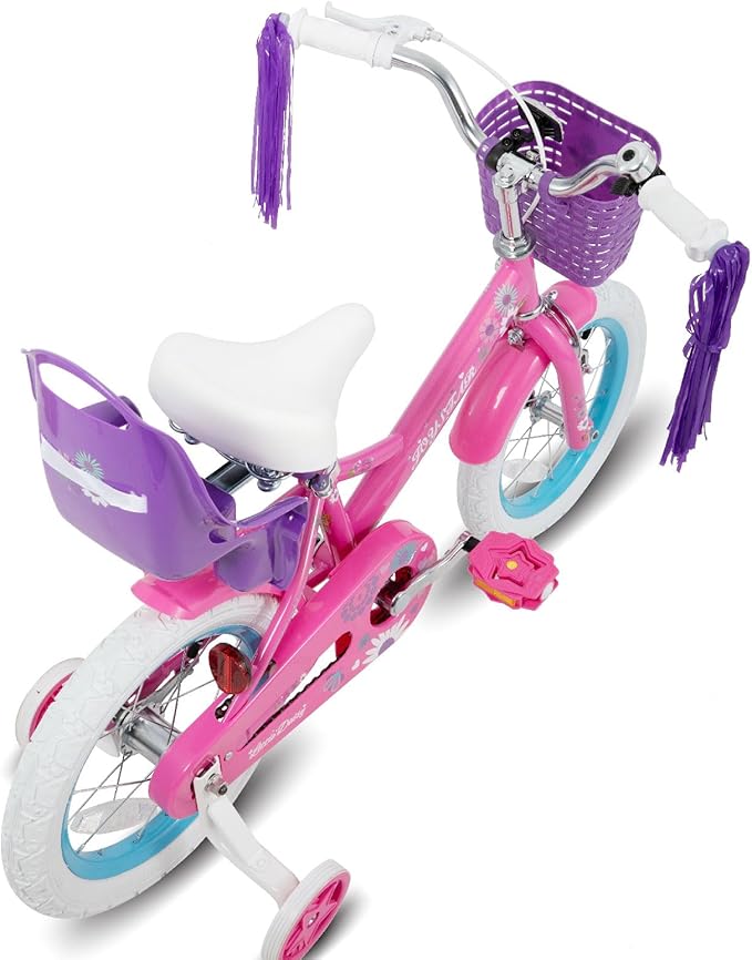 JOYSTAR Little Daisy Kids Bike for Girls Boys Ages 2-7 Years, 12 14 16 Inch Girls Bikes with Doll Bike Seat & Streamers, Boys Bike with Flag & Number Plate, Multiple Colors