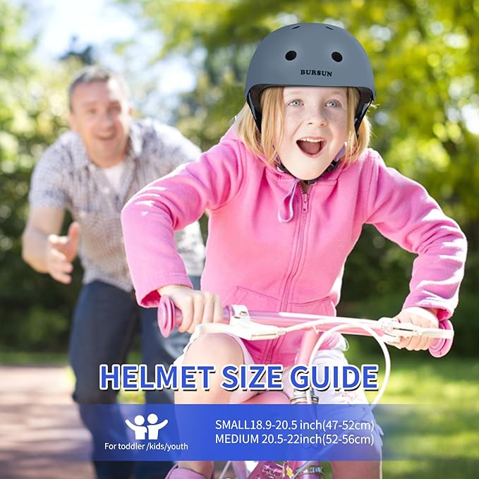 BURSUN Kids Bike Helmet Ventilation & Adjustable Toddler Helmet for Ages 2-14 Kids Boys Girls Multi-Sport Helmet for Skateboard Roller Skateing Bicycle Scooter blance Bike