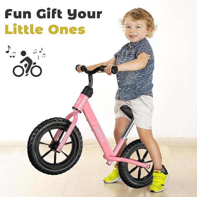 Bobike Toddler Balance Bike Toys for 2 to 5 Year Old Girls Boys Adjustable Seat and Handlebar No-Pedal Training Bike Best Gifts for Kids