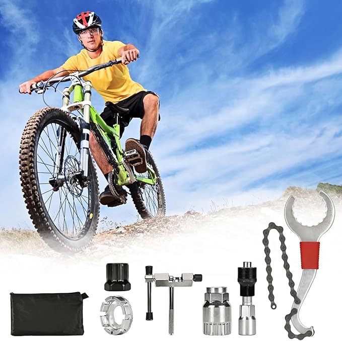 Bike Tool Kit, Professional Bike Repair Tools for Mountain Bike with 3-in-1 Cassette Remover Wrench Crank Puller Extractor Bottom Bracket Freewheel Remover Chain Breaker