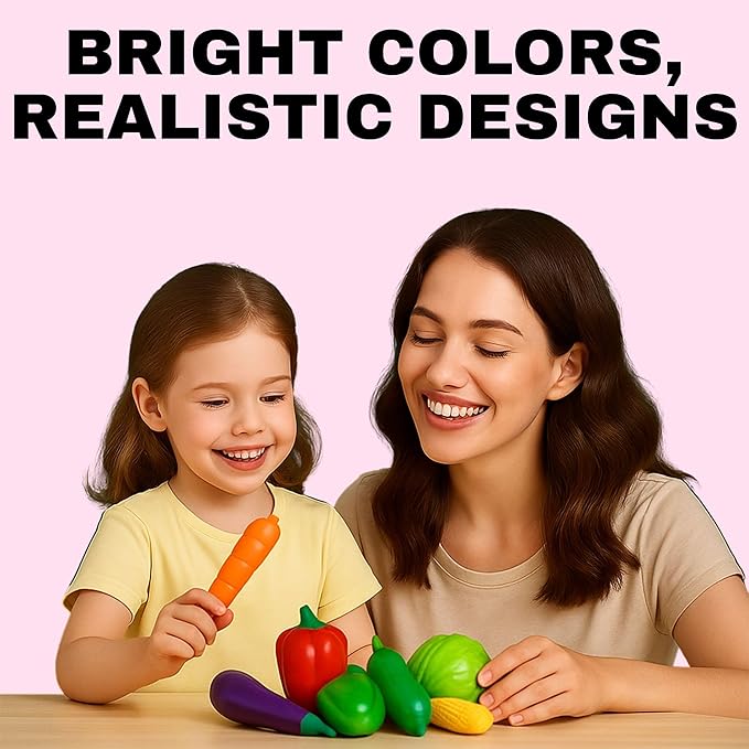 20 Pieces Play Vegetables Playset - Life-Sized Toy Food for Kids Kitchen, Healthy Farmer's Market Grocery Pretend Play Plastic Toy Set for Toddlers