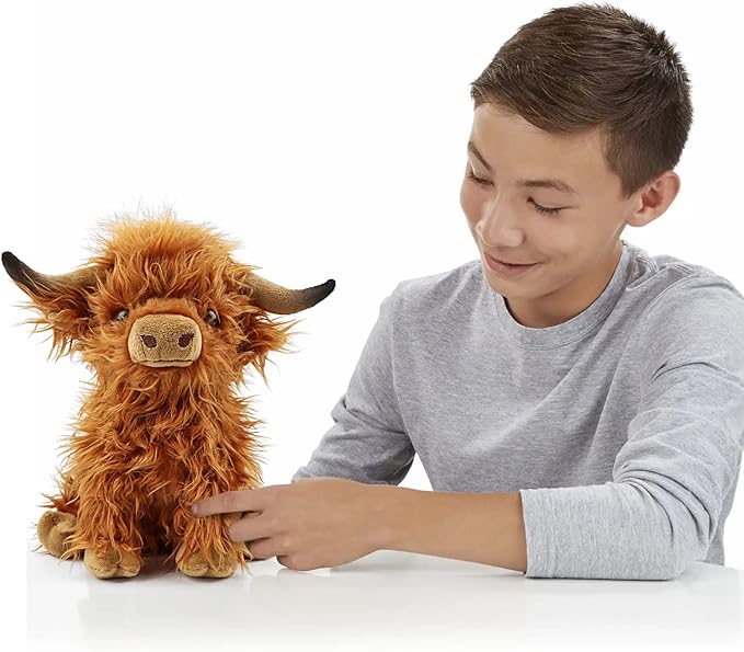 Gluutoyashop Highland Cows Stuffed Animal Scottish Highland Cows Plush Toy Cute Farm Plushie Christmas Birthday Present for Adults Boys Girls (Brown, 11 in)