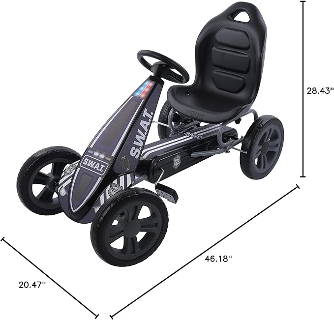 Hauck Cyclone Pedal Go Kart with Adjustable Bucket Seat for Kids Ages 4 to 8, S.W.A.T.