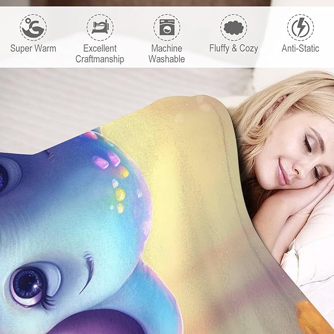 Elephant Blanket Elephant Gifts for Girls Cute Little Elephant Throw Blanket for Kids Adults Soft Warm Cozy Fleece Blanket for Couch Sofa Bed 60"x80"