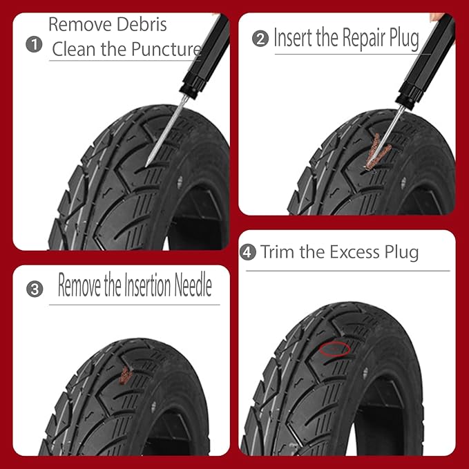 Tubeless Tire Repair Kit with Plugs,Black Tire Plug Kit,Portable Bike Tools,Flat Tire/Puncture Repair Kit,Tubeless Bike Tire Emergency Repair Kit, Easy to Use