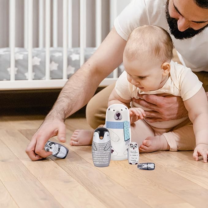 Nesting Dolls, Nesting Easter Eggs Toys, Wooden Handmade Matryoshka Dolls for Kids Birthday or Home Decoration (Polar Bear)