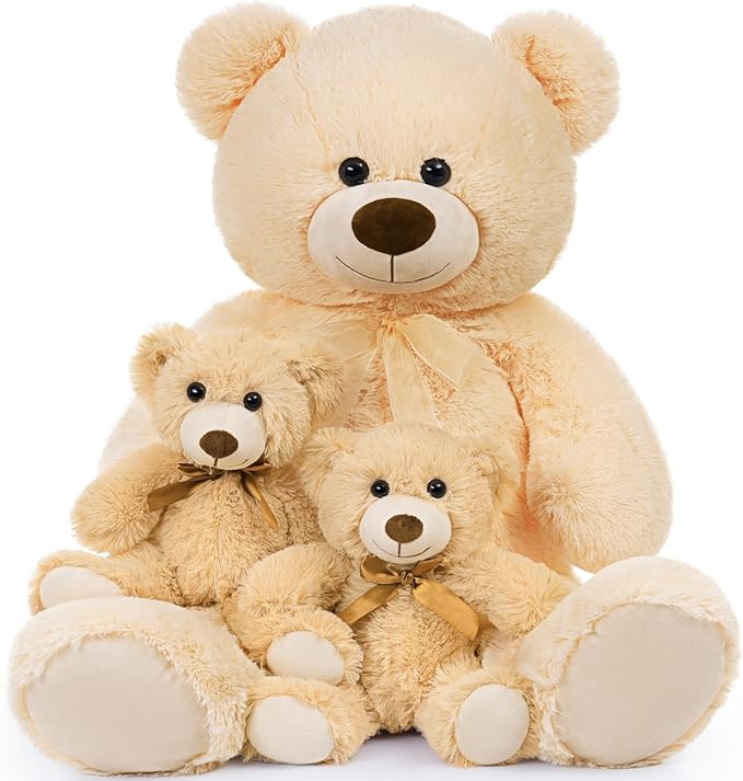 MorisMos Giant Teddy Bears with Babies, 36inch Large Mommy Bear with 2 Babies Stuffed Animals for Baby Shower, Big Bear Plush