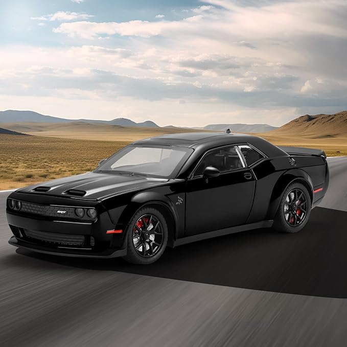 SASBSC Toy Cars for Boys Age 3-12 1:24 Car Toys Diecast Metal Car Model with Light & Sound Collectable Muscle Super Cars for Kids (Black)