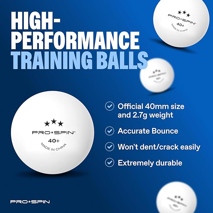 PRO-SPIN Portable Ping Pong Set with Retractable Ping Pong Net for Any Table, All-in-One Table Tennis Set with Ping Pong Paddles, Balls & Case, Table Top Family Game