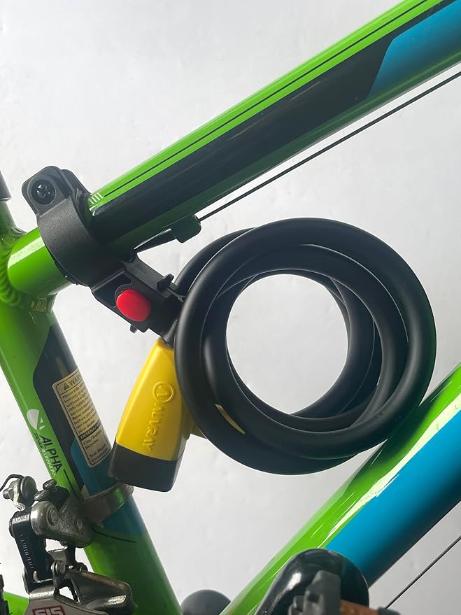 Coiled Bike Lock, Heavy Duty Anti Theft Bike Cable Lock, 6 Feet Long, Secure Bike Lock with Key and Bracket, Designed for Bikes & Scooters.