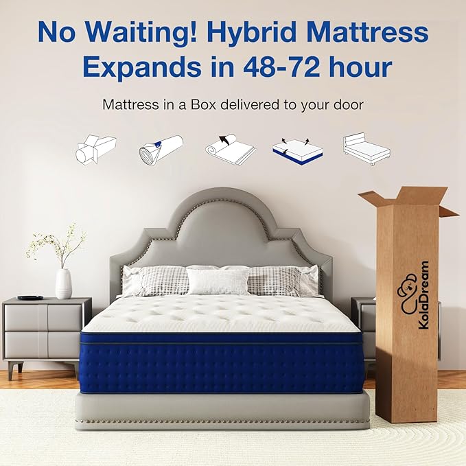 12 Inch Full Size Mattress, Memory Foam and Pocketed Coils Hybrid Mattress with Pressure Relief, Motion Isolation,Edge Support, Plush Feel, Mattresses in a Box, CertiPUR-US Certified
